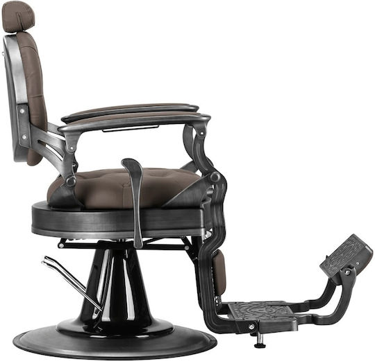 Barber Equipment Стол За Бръснар Кафяв С Регулируема Височина И Хидравличен Механизъм За Повдигане