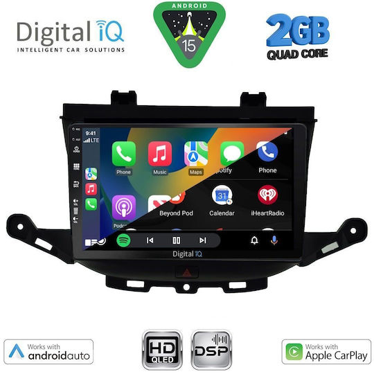 Digital IQ Car Audio System for Opel Astra 2015-2022 (Bluetooth/USB/WiFi/GPS/Apple-Carplay/Android-Auto) with Touch Screen 9"