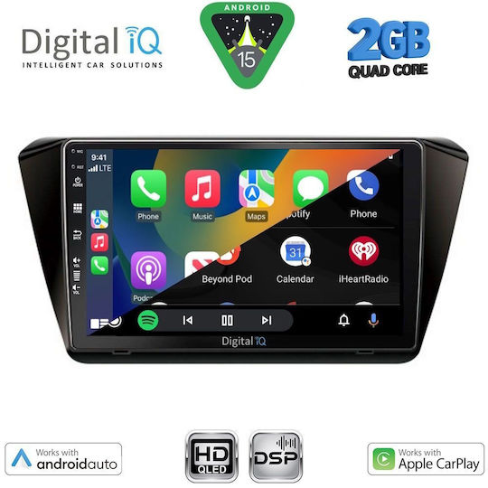Digital IQ Ηχοσύστημα Αυτοκινήτου για Skoda Superb 2015-2023 (Bluetooth/USB/WiFi/GPS/Apple-Carplay/Android-Auto) με Οθόνη Αφής 10"