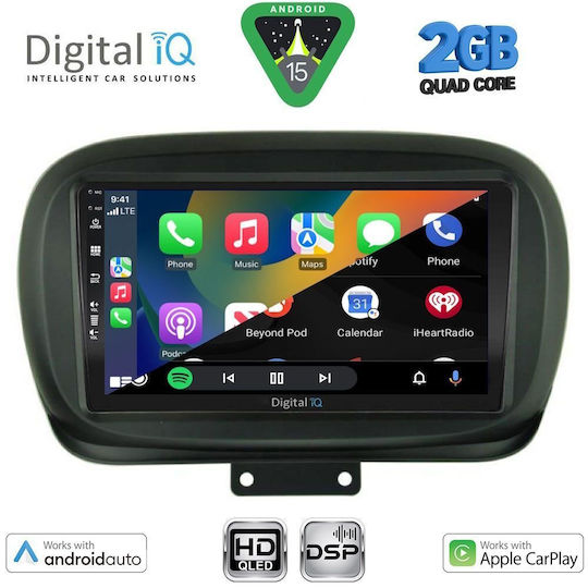 Digital IQ Ηχοσύστημα Αυτοκινήτου για Fiat 500X 2014-2022 (Bluetooth/USB/WiFi/GPS/Apple-Carplay/Android-Auto) με Οθόνη Αφής 9"