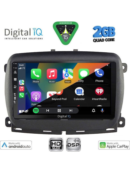 Digital IQ Car Audio System for Fiat 500 2016 (Bluetooth/USB/WiFi/GPS/Apple-Carplay/Android-Auto) with Touch Screen 9"
