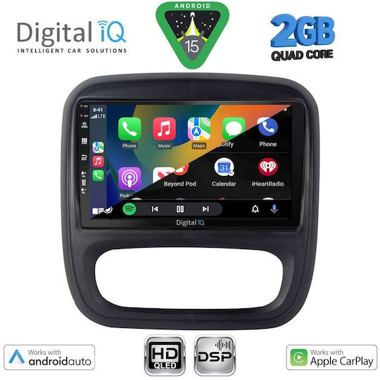 Digital IQ Car Audio System for Opel Vivaro Renault Trafic Nissan NV300 2014-2020 (Bluetooth/USB/WiFi/GPS/Apple-Carplay/Android-Auto) with Touch Screen 9"
