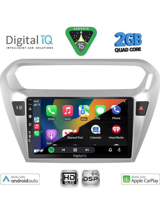 Digital IQ Car Audio System for Peugeot 301 Citroen C-Elysee 2013 (Bluetooth/USB/WiFi/GPS/Apple-Carplay/Android-Auto) with Touch Screen 9"