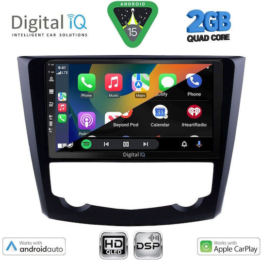 Digital IQ Car Audio System for Renault Kadjar 2015-2022 (Bluetooth/USB/WiFi/GPS/Apple-Carplay/Android-Auto) with Touch Screen 9"