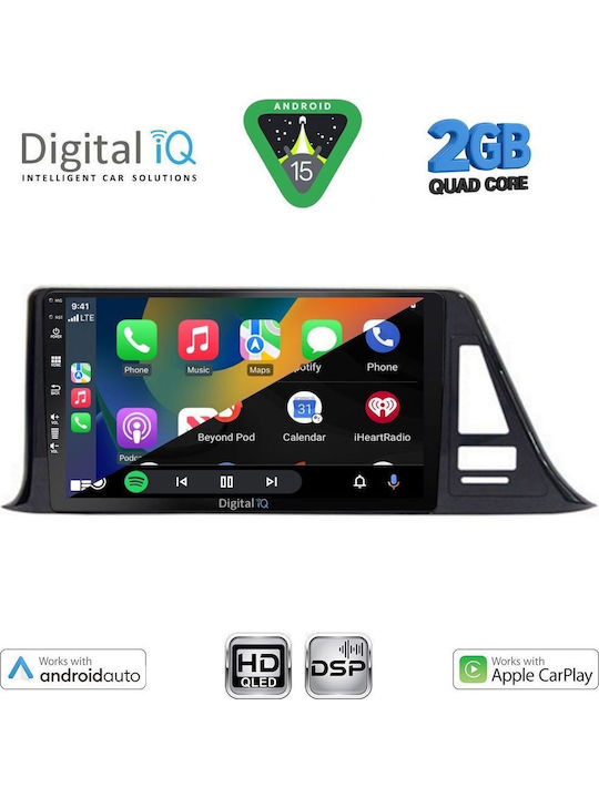Digital IQ Car Audio System for Toyota C-HR 2017-2023 (Bluetooth/USB/WiFi/GPS/Apple-Carplay/Android-Auto) with Touch Screen 9"