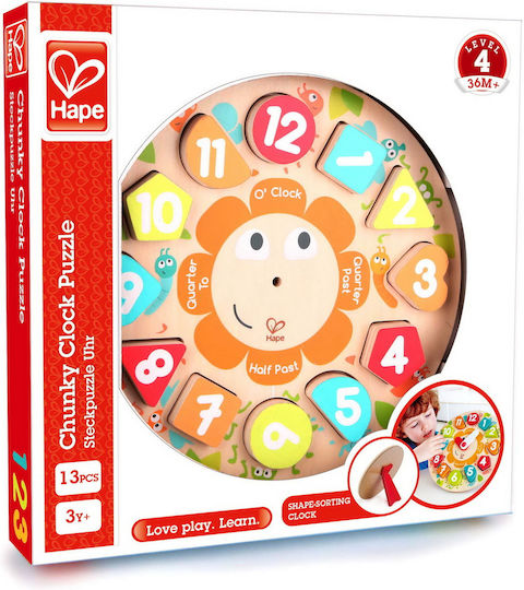 Hape Joc Educațional de Învățare a Orei din Lemn