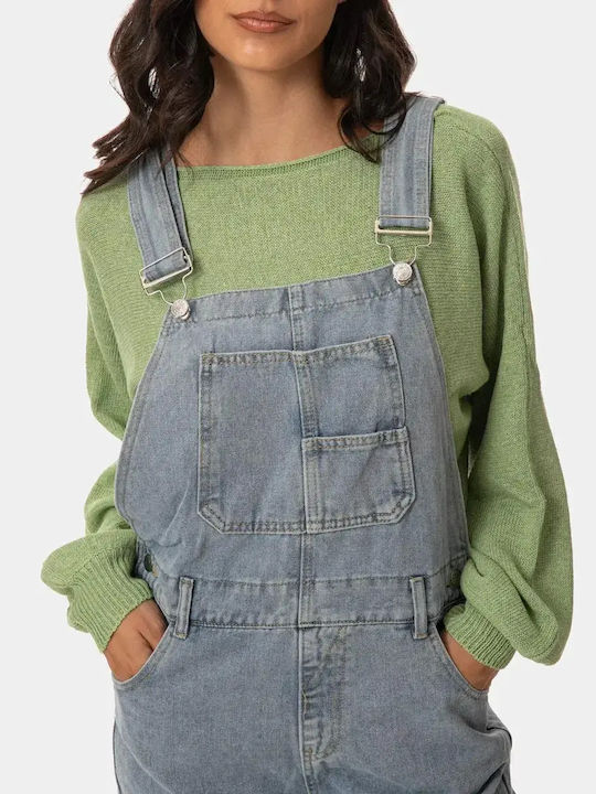 Denim Latzhose mit Spaghetti-Träger Hellblau Größe XL