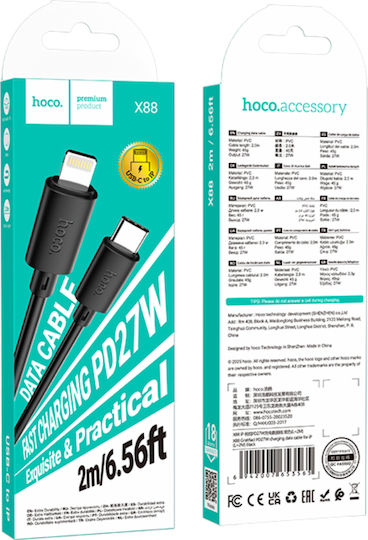 Hoco X88 USB-C to Lightning Cable 27W Black 2m