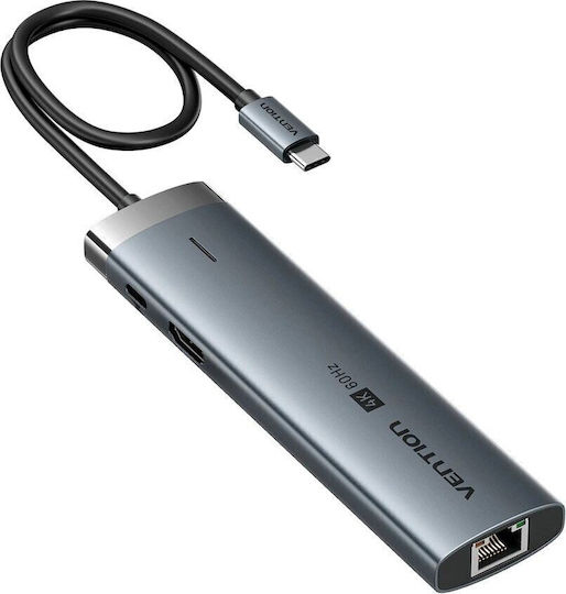 Vention 8-in-1 USB-C Docking Station mit HDMI 4K PD Ethernet Gray