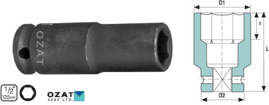 1/2'' Steckdosen Kopf 6 Seiten 26 Mm Lang