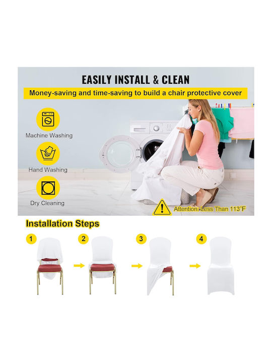Elastic Cover for Chair White 6pcs