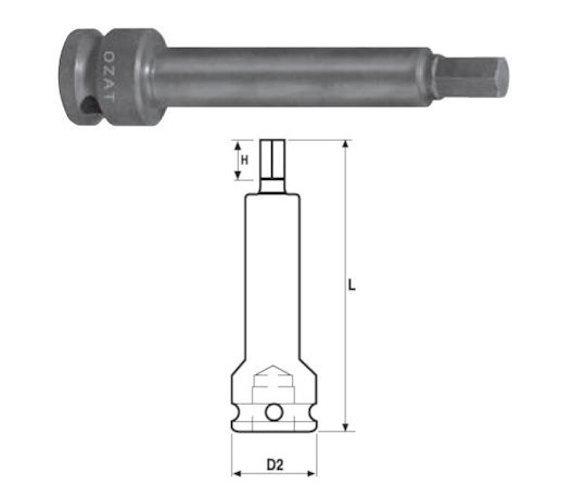 3/4'' Impact Steckschlüssel Kopf Außensechskant Profil Einteilig 100 Mm Länge 17