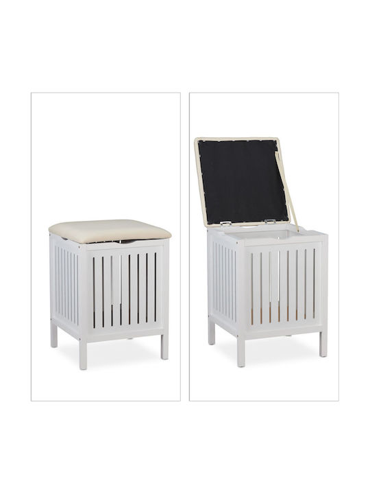 Relaxdays Coș de rufe Lemn cu capac 41x41x55cm Alb