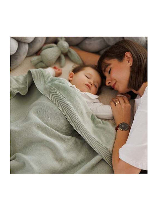 Babyono Κουβέρτα Αγκαλιάς & Λίκνου Βαμβακερή Γαλάζια 75x100εκ.
