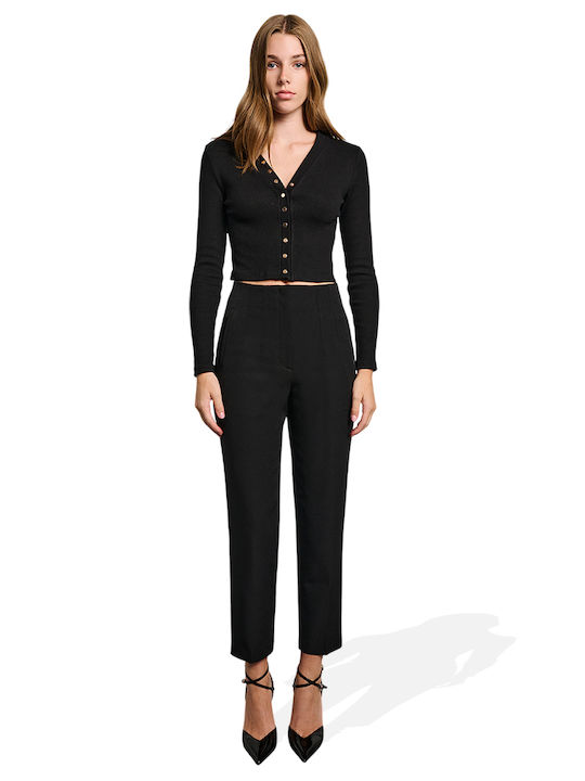 Pant Women's High-waisted Fabric Trousers Black