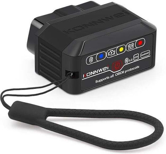 Konnwei Kw906 Auto Diagnosis Obd2 Bluetooth 5.0 On-off Button Compatible Android Ios Elm 327 Obdii Black