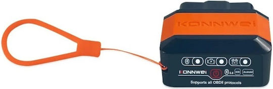Konnwei Kw905 Auto Diagnosis Obd2 Bluetooth 5.0 On-off Button Compatible Android Ios Elm 327 Obdii Orange