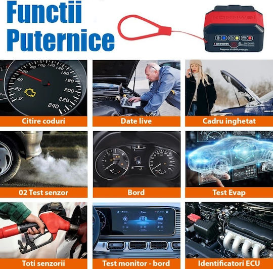 Konnwei Kw905 Auto Diagnosis Obd2 Bluetooth 5.0 On-off Button Compatible Android Ios Elm 327 Obdii Orange