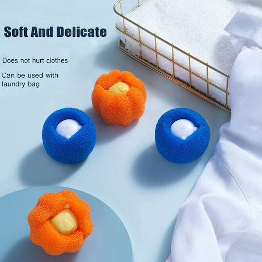 Set 4 Washing Machine Balls Pet Hair Removal Blue Orange