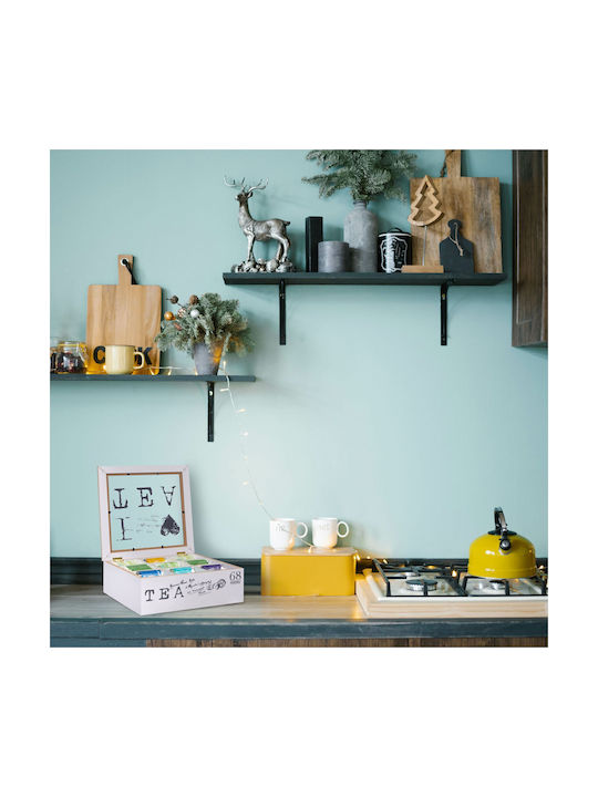 Relaxdays Caseta Pentru Ceai Cu Capac Din Lemn Alb 25x9x25cm 1 Bucată