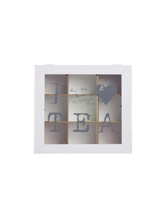 Relaxdays Caseta Pentru Ceai Cu Capac Din Lemn Alb 25x9x25cm 1 Bucată