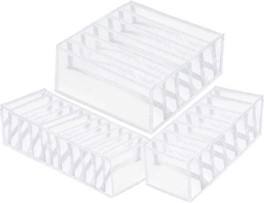 Husă Din Plastic Pentru Depozitare Șosete / Lenjerie Intimă Albă 3 Bucăți