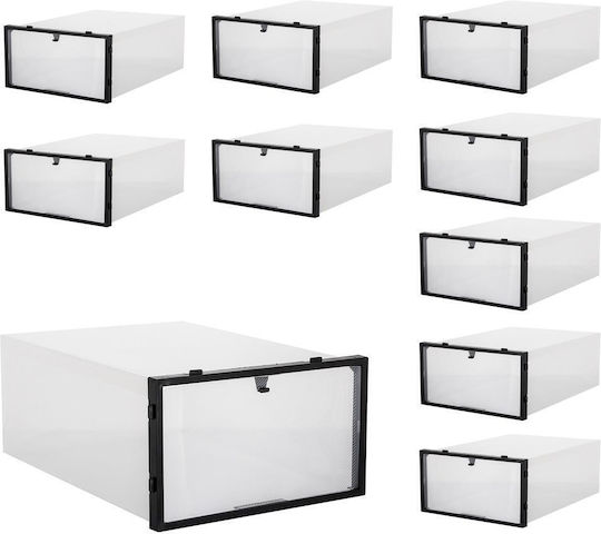 Plastic Casetă pentru Pantofi în Culoare Negru 34x23x13cm 10buc