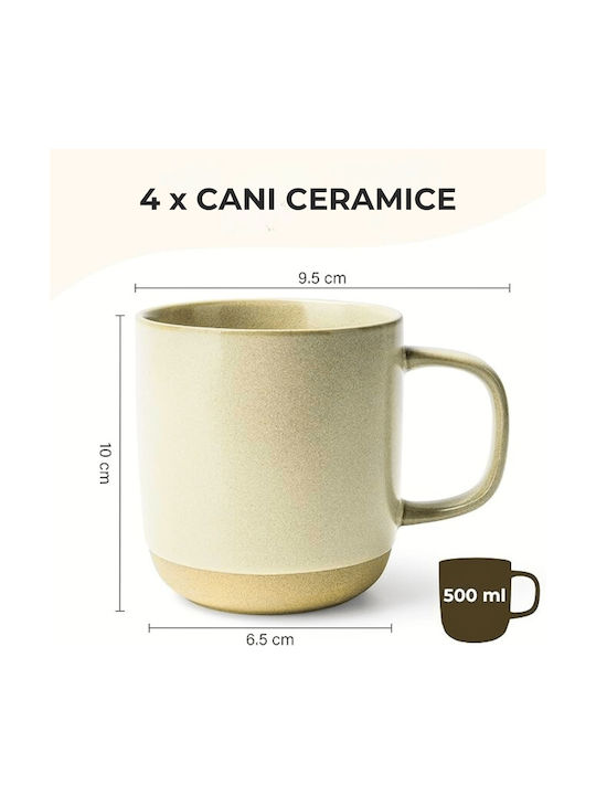 Miamio Cană Ceramică Bej 500ml 4buc
