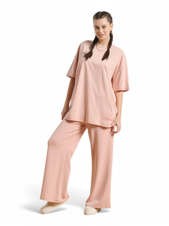 Γυναικείο Αθλητικό Oversized T-shirt Ροζ