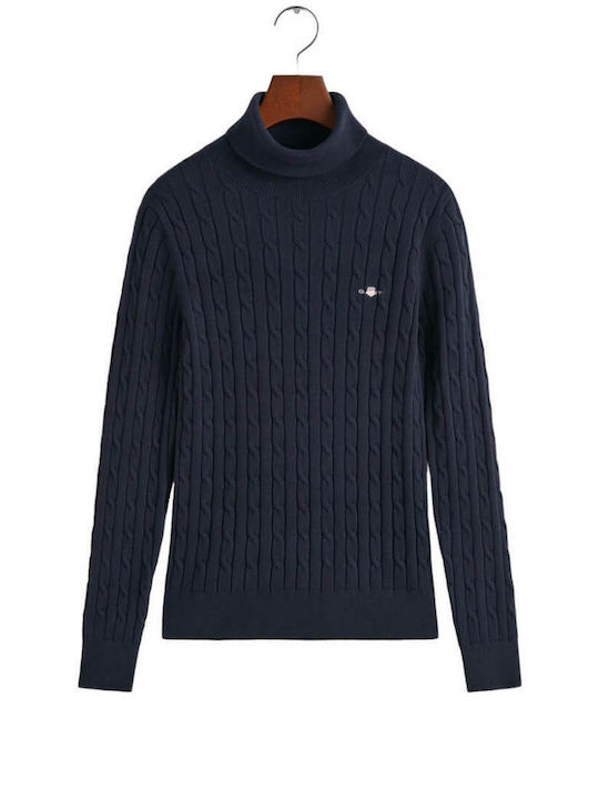 Damen Langarm Pullover Baumwolle Rollkragen Dark Blue
