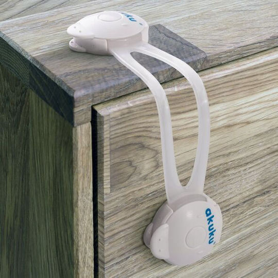 Akuku Cabinet & Drawer Lock with Sticker made of Plastic in White Color 26.5x11x1εκ. 2pcs