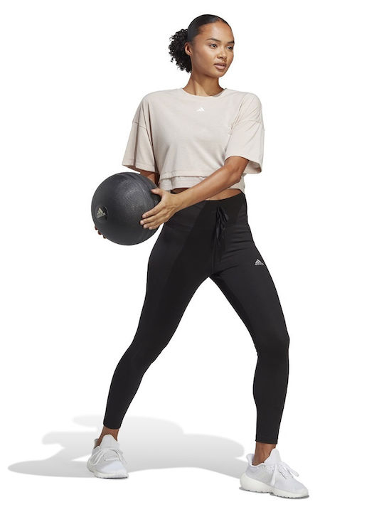 Dance Crop Damen Oversized Crop T-Shirt Schnell trocknend Beige