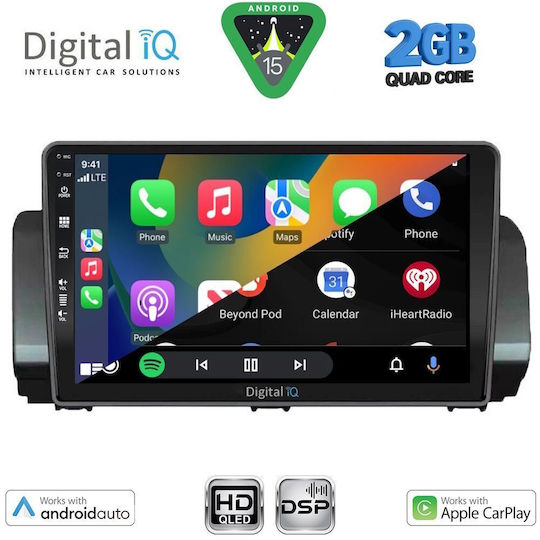 Digital IQ Car Audio System for Dacia Logan / Sandero / Jogger 2020 (Bluetooth/USB/WiFi/GPS/Apple-Carplay/Android-Auto) with Touch Screen 9"