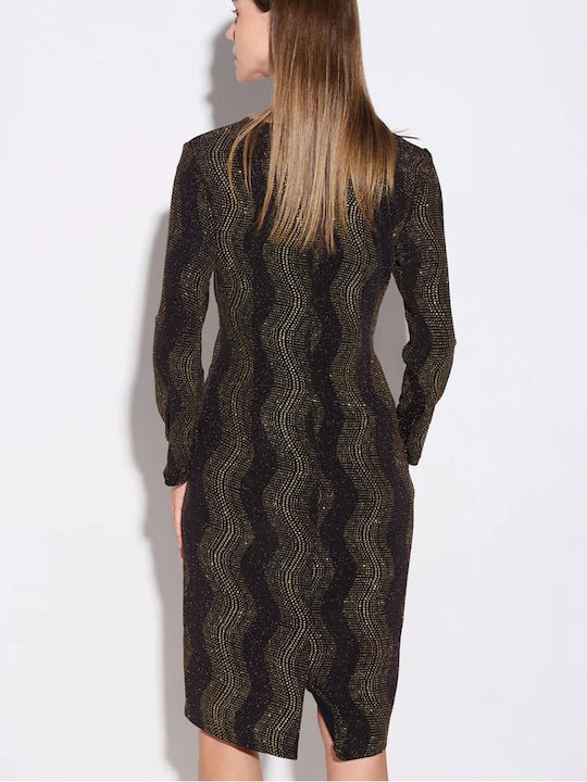 Midi Abendkleid Wickel Brown