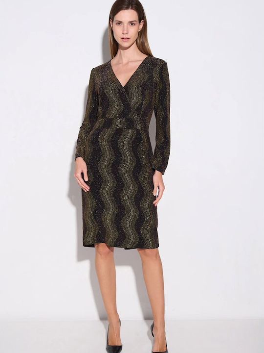 Midi Abendkleid Wickel Brown