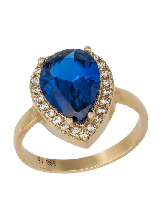 Дамски Пръстен Халка с Циркони от Злато 14K