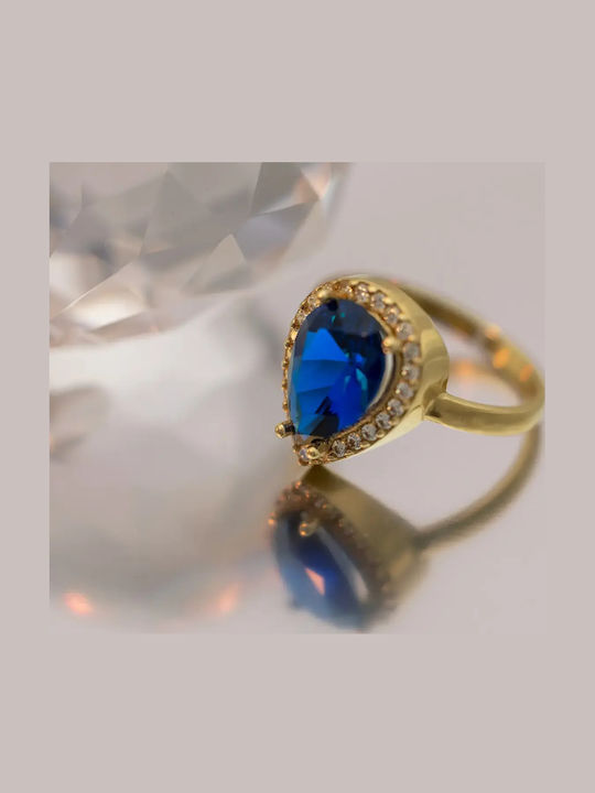 Дамски Пръстен Халка с Циркони от Злато 14K