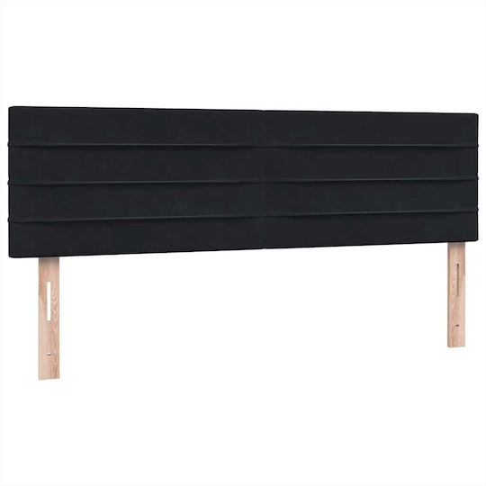 Boxspring Κρεβάτι Υπέρδιπλο Επενδυμένο με Ύφασμα Μαύρο με Τάβλες & Στρώμα 160x210cm