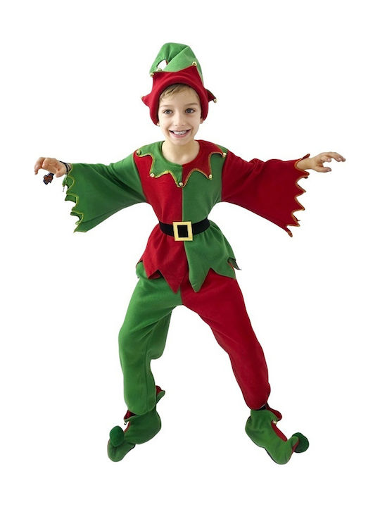 Christmas Elf Boys Costume Candy – 4-piece Set Blouse Pants Booties Hat