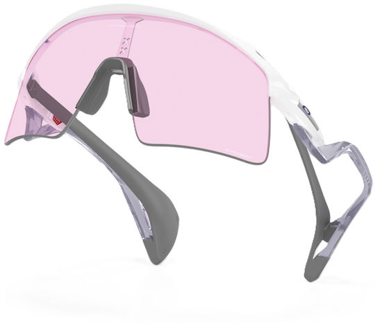Oakley Cycling Glasses Prizm with White Frame & Multicolour Lenses