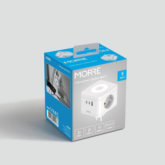 Tiross Πολύπριζο 2 Θέσεων με USB-A και 2 USB-C