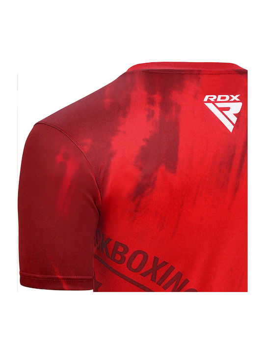 RDX Herren Kurzärmlig T-Shirt RDX-WTP-T1-RD für Kickboxen Rot