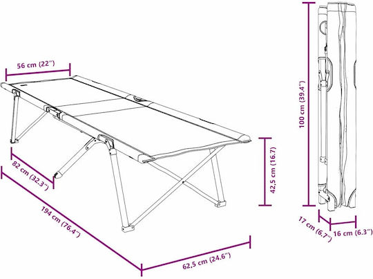 Folding Guest Bed Without Mattress Single Blue Set 2 Pieces 194x62.5x42.5cm