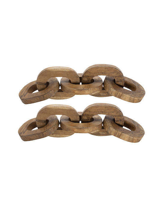 Artekko Woody Decorative Chains Wooden Teak Natural Shade 20x20x25 Cm 2 Pieces