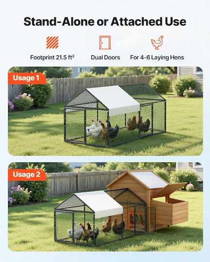 Vevor Metallic Poultry Coop L2 x W1 x H1m