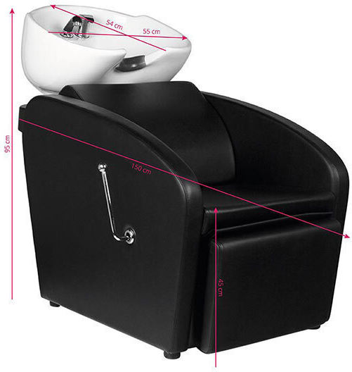 Gabbiano Stationary Hair Salon Sink with Black Synthetic Leather Chair