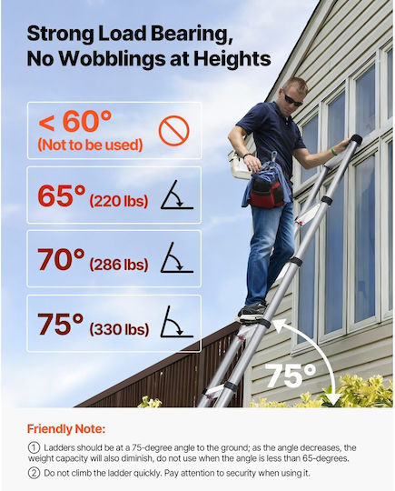 Vevor Telescopic Ladder Aluminum of Steps