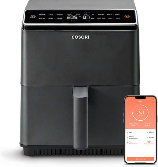 Cosori Blaze Chef Edition Heißluftfritteuse mit Wi-Fi & Doppel-Abnehmbarer Korb 6.4Es Schwarz