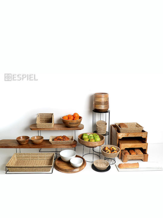 Espiel Set of Decorative Baskets Straw Beige 15.5x15.5x16cm 3pcs