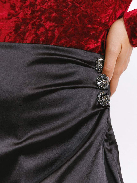Satin High-waisted Skirt Black